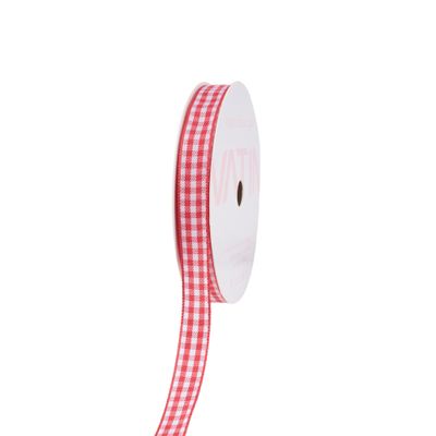 VATIN Red and White Gingham Ribbon, Each Roll Measuring 3/8 Inch Wide by 10 Yards Long, Featuring Polyester Woven Edges, Perfect for Gift Wrapping and Festive Party Decorations
