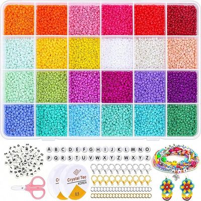 14440 Pieces of 2mm Rice Beads 3mm 9600 Pieces of Glass Beads Bracelet Set DIY Handmade Jewelry Accessories
