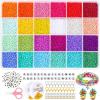 14440 Pieces of 2mm Rice Beads 3mm 9600 Pieces of Glass Beads Bracelet Set DIY Handmade Jewelry Accessories view 1