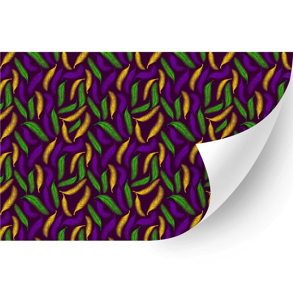 HTV4U Puff Mardi Gras Heat Transfer Vinyl (Mardi Gras Feather, 20" x 3 Yards) - 3D Patterned Printed, Puffy Heat Press Transfer Paper Film, DIY Craft