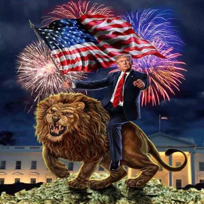 Diamond Painting Kits for Adults - USA President Donald Trump on Vicious Lion DIY 5D Diamond Art Kits Full Drill Diamond Dots Paintings with Diamonds Gem Art and Crafts Home Decor (16x24 inch)