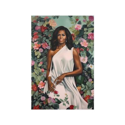 ZSHMMY DIY 5D Diamond Painting Kits for Adults Full Drill Diamond Painting Michelle Obama Floral Portrait First Lady Black Art African American for Home Wall Decor (20x28 inch), Clear