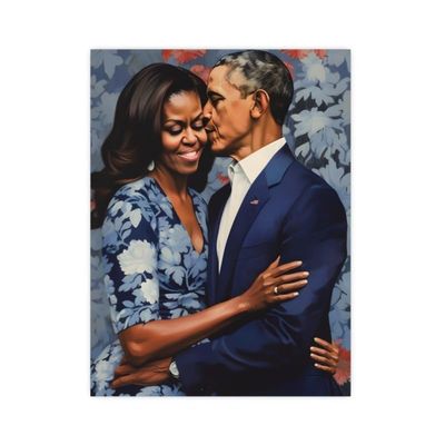 ZSHMMY DIY 5D Diamond Painting Kits for Adults Full Drill Diamond Painting Barack and Michelle Obama Wall Art Family Couple Portrait Floral Black President First Lady for Home Wall Decor (16x20 inch)