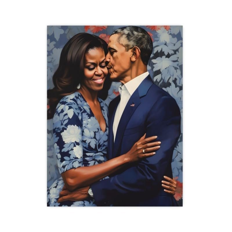 ZSHMMY DIY 5D Diamond Painting Kits for Adults Full Drill Diamond Painting Barack and Michelle Obama Wall Art Family Couple Portrait Floral Black President First Lady for Home Wall Decor (16x20 inch)