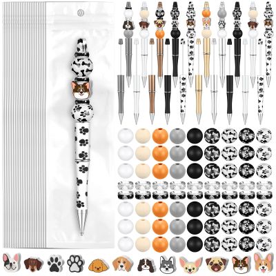 Colarr 197 Pcs DIY Pens Making Kit Include 24 Plastic Beadable Pens 48 Spacer Beads 24 Packaging Bags 101 Wood Beads for Office Supplies, Dog