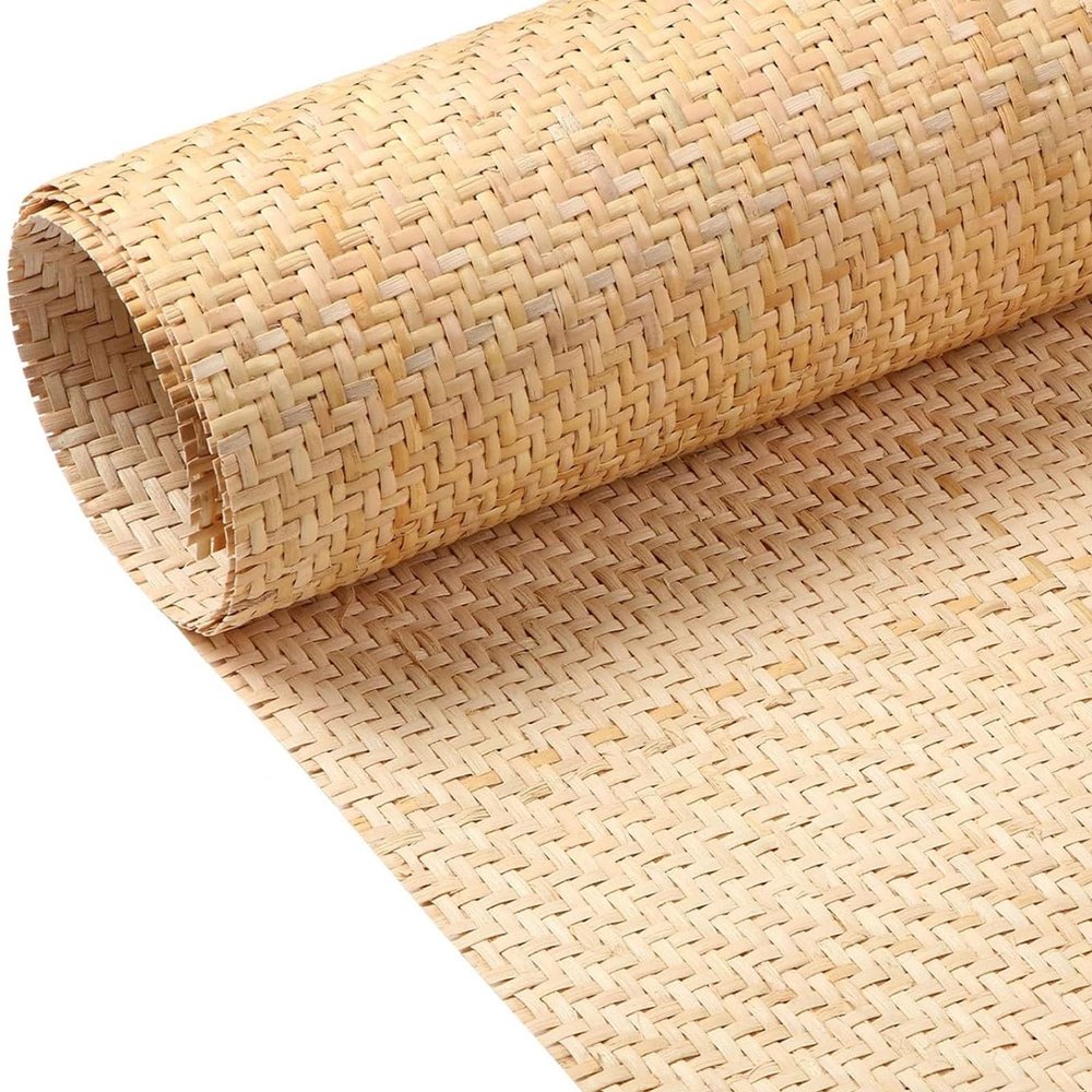 Natural Cane Webbing Rattan Fabric Roll, V Shape Rattan Webbing Sheet Woven Open Mesh Net Wicker Material for Furniture Repair,Pole Wrap Rattan Webbing Roll for Chair, Cabinet, Bed,Door, Basket ( Size