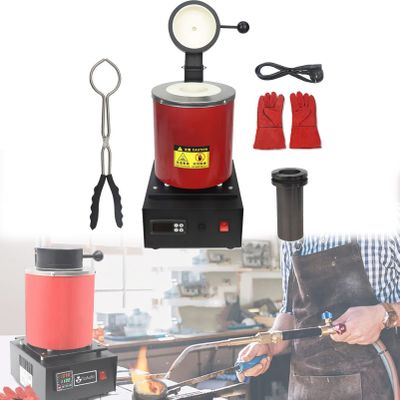 SHENJIA Metal Melting Furnace 1/2/3Kg Capacity - Refining Casting Melting Furnace for Gold Copper Silver Brass Aluminum Bronze - Smelting, Recycling