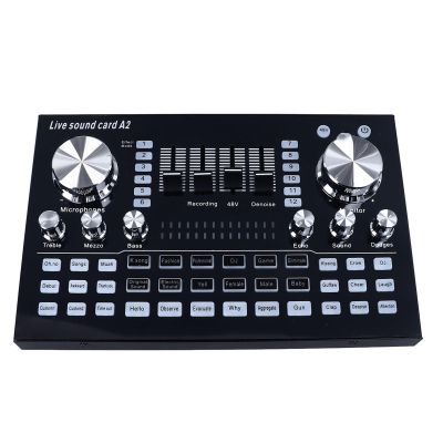 Live Sound Card, Professional Audio Mixer with Sound Effects & Voice Changer, Bluetooth 48V Phantom Power Audio Interface Sound Board for Podcast Recording, Live Streaming, Gaming