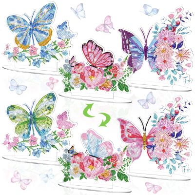 Janlaugh 3 Sets Spring Butterfly Diamond Art Table Decorations Butterfly Diamond Kits for Adults Double Sided Acrylic Butterflies Centerpieces for Tables Beginner DIY Crafts Gifts Party Decor