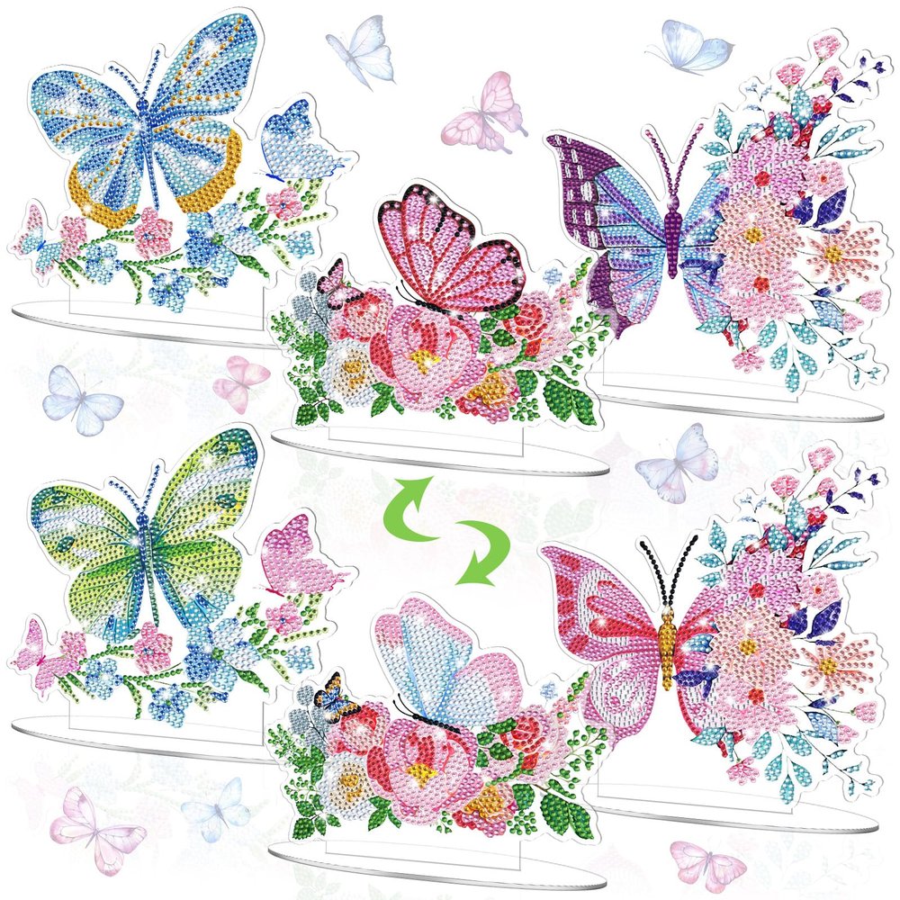 Janlaugh 3 Sets Spring Butterfly Diamond Art Table Decorations Butterfly Diamond Kits for Adults Double Sided Acrylic Butterflies Centerpieces for Tables Beginner DIY Crafts Gifts Party Decor