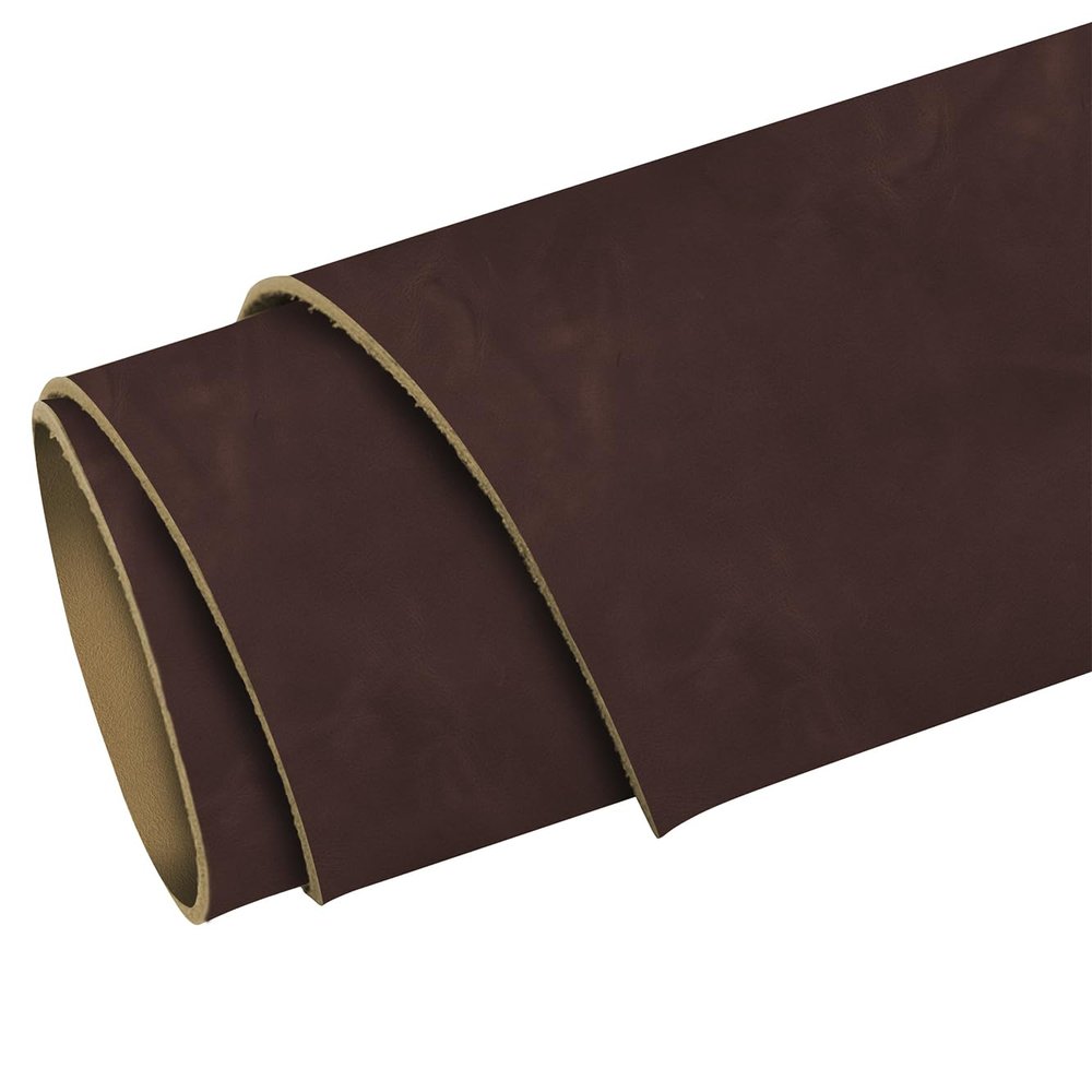 ELW 5-6 oz (2-2.4mm) Nappa Oil Tanned & Waxy Finish Leather Pre-Cuts & Hides | Size: 2 PCS 4-6 SQ FT | Dark Brown Color | Full Grain Genuine Craftsman Grade A/B, Leatherworking, Sheets