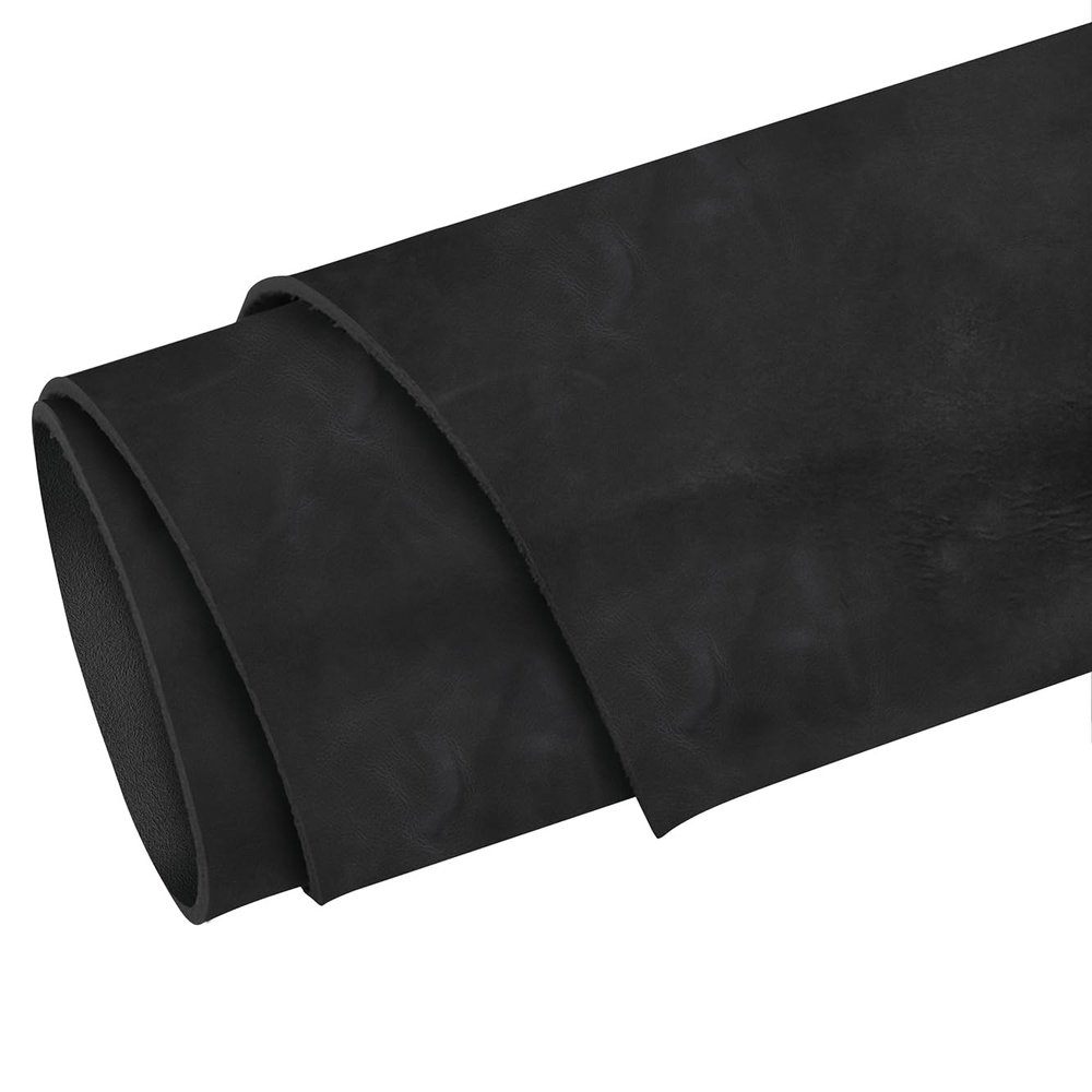 ELW 5-6 oz (2-2.4mm) Nappa Oil Tanned & Waxy Finish Leather Pre-Cuts & Hides | Size: 30"x48" (76.2-122 cm) | Black Color | Full Grain Genuine Craftsman Grade A/B, Leatherworking, Sheets