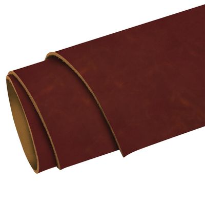 ELW 5-6 oz (2-2.4mm) Nappa Oil Tanned & Waxy Finish Leather Pre-Cuts & Hides | Size: 24"x24" (61-61 cm) | Burgundy Color | Full Grain Genuine Craftsman Grade A/B, Leatherworking, Sheets