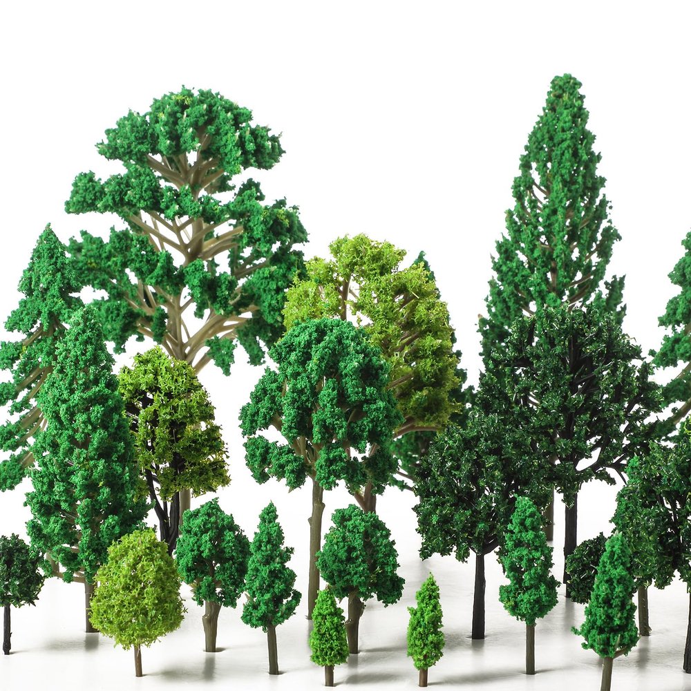 Skylety 70 Pieces Model Trees 6.3-1.2 Inch Mixed Miniature Toy Trees Diorama Supplies Fake Plants for Train Scenery Architecture DIY Crafts, Building Model Scenery Landscape Natural Green(Vintage)