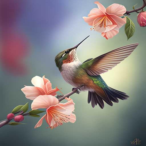 Treff 5D Diamond Painting DIY Hummingbird Peach Blossom-Painting by Numbers Diamond Art Full Drill Embroidery Canvas Rhinestone Cross Stitch Wall Art Living Room Bedroom Home Decoration 16x20 Inch