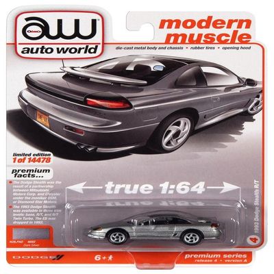 AW AUTO WORLD 1/64 1993 Dodge Stealth RT, Dark Silver, 2021 Release 4A - Diecast Car, Adult Collectors