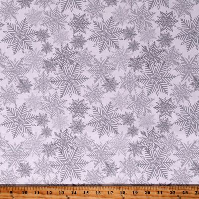 Cotton Christmas Snowflakes Snow Winter Holidays Seasonal Silver Cotton Fabric Print by The Yard (122176)
