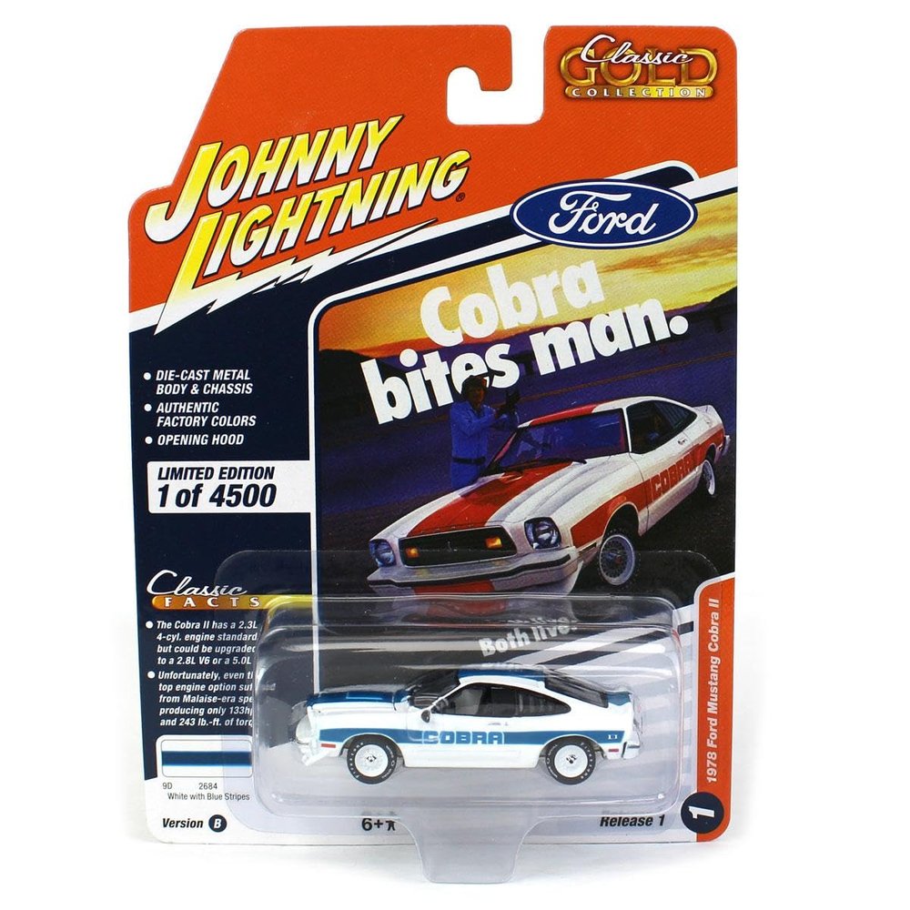 Auto World 1/64 Johnny Lightning Classic Gold 1B 1978 Ford Mustang Cobra II JLCG031-B1