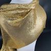 48x160cm Sparkly Metal Mesh Fabric Chainmail Jewelry Metallic Cloth Sequined Craft Fabric Cuttable for Clothing Bag Making Party Shoes Pet Clothing Decorations Accessories (Gold 48x160cm) view 2