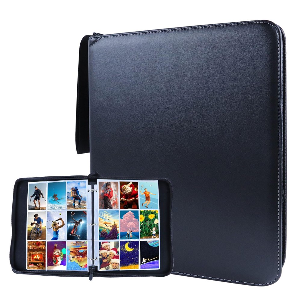 900 Pocket Trading Card Binder, PU Cover Zip Binder Easy to Add or Remove Cards 50 Pages Trading Card Album Display Holder for Standard-sized Baseball, Football, Basketball Cards