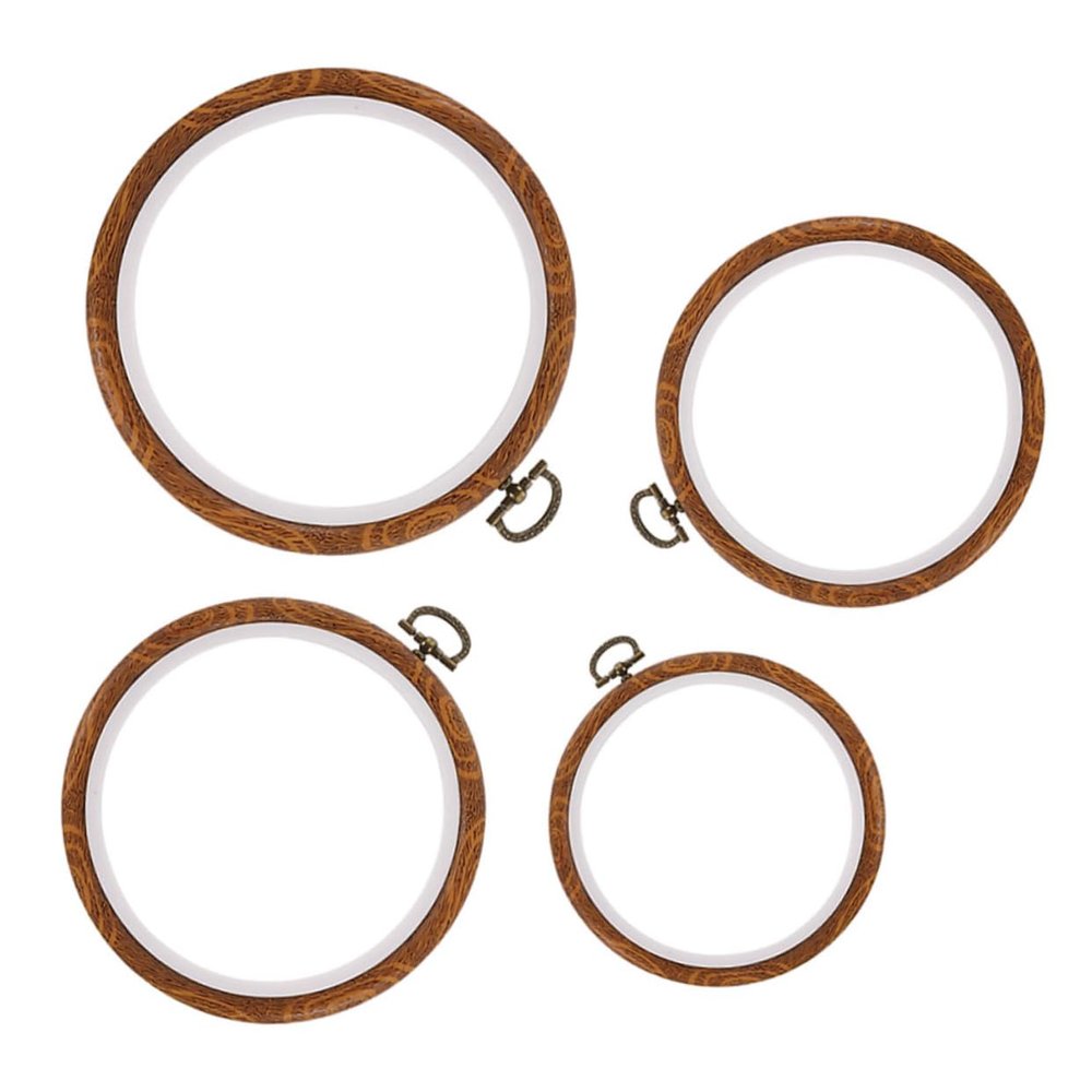 HOODANCOS 4pcs Reusable Cross Hoop Embroidery Circles for Craft Projects Includes for Beginners and Intermediate
