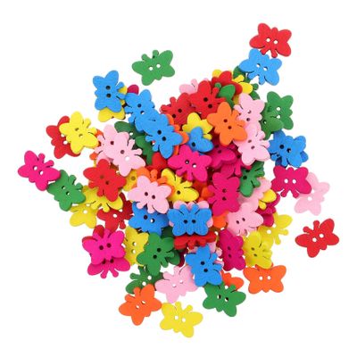 TEHAUX 100pcs Cartoon Butterfly Button Animal Buttons 2 Holes Buttons Scrapbooking Decorative Rustic Cartoon Sewing Small Butterfly Women's Wood Flat
