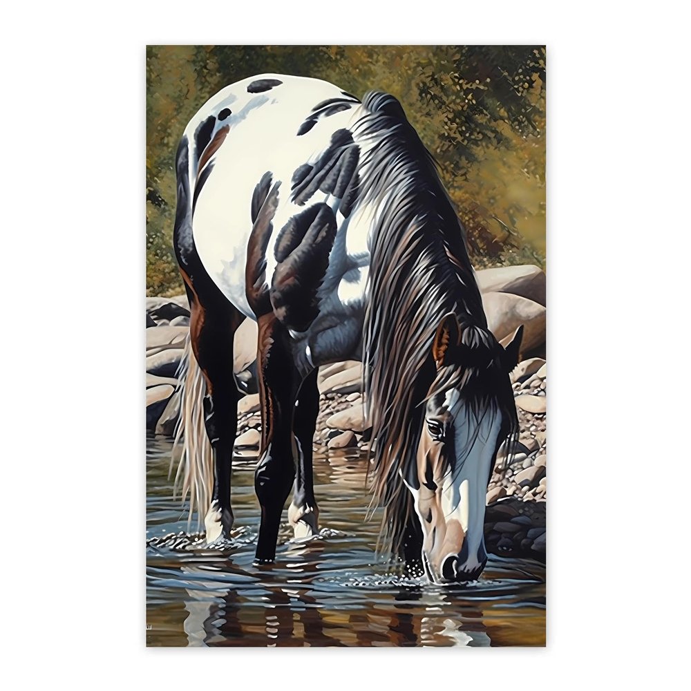 Gabbana Black White Horse Diamond Painting Kits for Adults, Full Round Diamond Art Kits 5D Horse Diamond Art, Personalized Gifts for Family and Friends Room Wall Decor 20x30 Inch