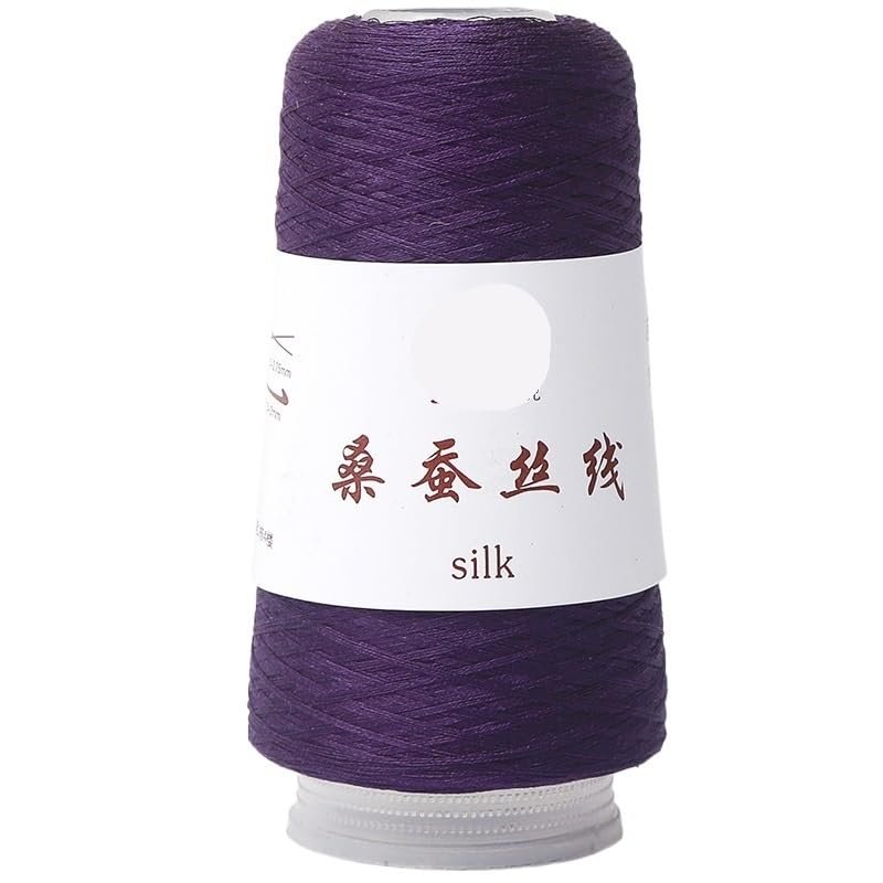 100g Mulberry Silk Thread Pure Silk Thread Hand-Knitted Fine Silk Thread Hand-Knitted Crochet Thread Summer Woven Thread (Color : Deep Purple 52)