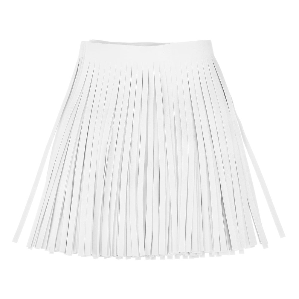 uxcell 2 Yards 8 Inch PU Faux Leather Fringe Trim Double Side Leather Sewing Tassel Fringe for DIY Sewing Dress Crafts Skirt Decoration, White