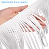 uxcell 2 Yards 8 Inch PU Faux Leather Fringe Trim Double Side Leather Sewing Tassel Fringe for DIY Sewing Dress Crafts Skirt Decoration, White view 4