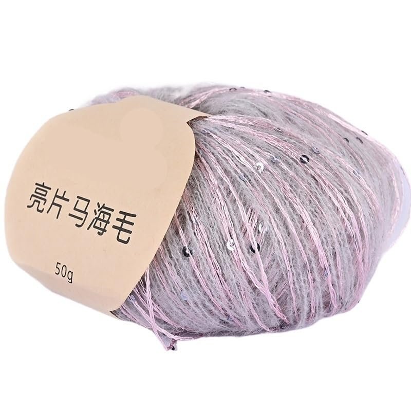 100g Color Film Mohair Wool Hand-Knitted Wool Ball Crochet Thread Shawl Fine Thread Wiring (Color : Pinkash 03)