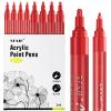 SFAIH Acrylic Red Paint Pens - 8 Pack 2-3MM Medium Tip & 0.7MM Extra Fine White Paint Marker for Rock Painting, Wood, Metal, Fabric, Canvas, Glass, Ceramic, Diy Crafts view 1
