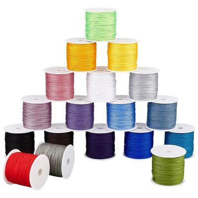 PH PandaHall 453 Yards Nylon Beading String, 18 Colors 1mm Jewelry Nylon Cord Chinese Knotting Cord Beading Thread for Kumihimo, Braided Bracelets, Beading, Necklaces, Macrame Craft, Wind Chime