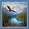 Dooxvey Cross Stitch Kits for Adults Beginners,Full Range of Cross-Stitch Stamped Kits Needlepoint Kits for Beginners Embroidery Kits 11CT Cross Stitch Patterns-Mountain Flying Eagles 16x20 inch view 1