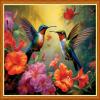 Dooxvey Cross Stitch Kit for Adults Beginners - Stamped Needlepoint Embroidery Pattern - Hummingbird Couple 18x18 Inch 11CT view 1