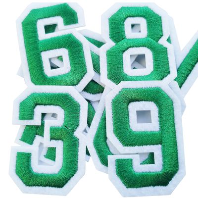 Bfuee 30 Pieces Iron on Number Patches,Embroidered Numbers 0-9 Applique,Numberes Patches for Clothes, Dress, Hat, Socks, Jeans, DIY Accessories Green