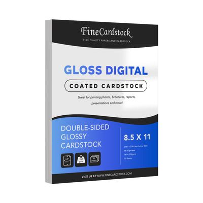Double-Sided Heavyweight Gloss Digital C2S Cardstock Perfect for Color Laser Printing, Photos, Brochures | 8.5 x 11" | Extra Thick 16 Pt (350gsm) | Acid Free, Glossy Coated on Both Sides | 50 Sheets