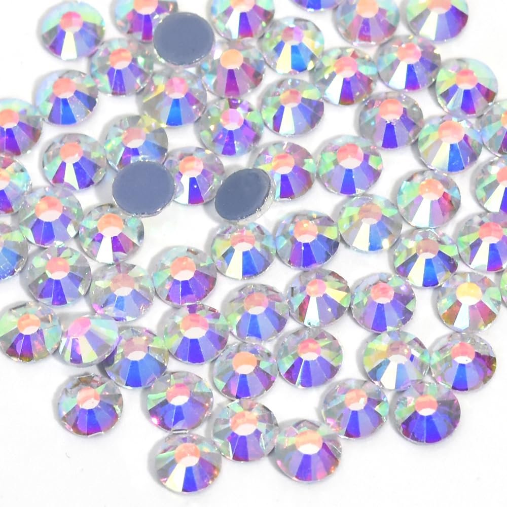 1440 PCS Hot Fix Crystal Rhinestones Flat Back Round Glass Rhinestones for Nail Art Crafts, Decorations and DIY Clothes, Shoes Etc (SS20 Crystal AB)