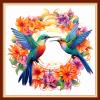 DMCVIVR Stamped Cross Stitch Kits for Beginners Adults Needlepoint Kits for Beginners Embroidery Kits for Adults Crossstitch Kit for Beginners 11CT-Flower Wreath Hummingbird 18x18 inchs view 1