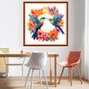 DMCVIVR Stamped Cross Stitch Kits for Beginners Adults Needlepoint Kits for Beginners Embroidery Kits for Adults Crossstitch Kit for Beginners 11CT-Flower Wreath Hummingbird 18x18 inchs view 2