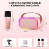Karaoke Machine for Kids and Adults, Mini Portable Bluetooth Speaker with 2 Wireless Microphones, Kids Gift for Girls Boys Family Party Birthday (Pinkcolor) view 3