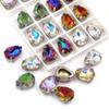 Teardrop Shape Glass Crystal Stones Sewing Gloden Claw Setting Rhinestones Crystal Copper 20x30mm#12Pcs view 3