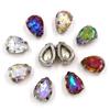 Teardrop Shape Glass Crystal Stones Sewing Gloden Claw Setting Rhinestones Crystal Copper 20x30mm#12Pcs view 4