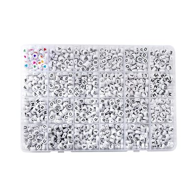Luejnbogty Acrylic Plastic Beads Set DIY Acrylic Beads Set Acrylic Beads Set A-Z White Flat Round Black Letter English Alphabet DIY Jewelry Bracelets Necklace Making