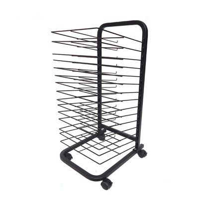 THEGA Mobile Paint Drying Rack - Art Drying Rack for Classroom, 15 Removable Shelves, Efficient and Organized Drying Rack Art for Students Masterpieces, Sturdy Paint Drying Rack with Lockable Wheels