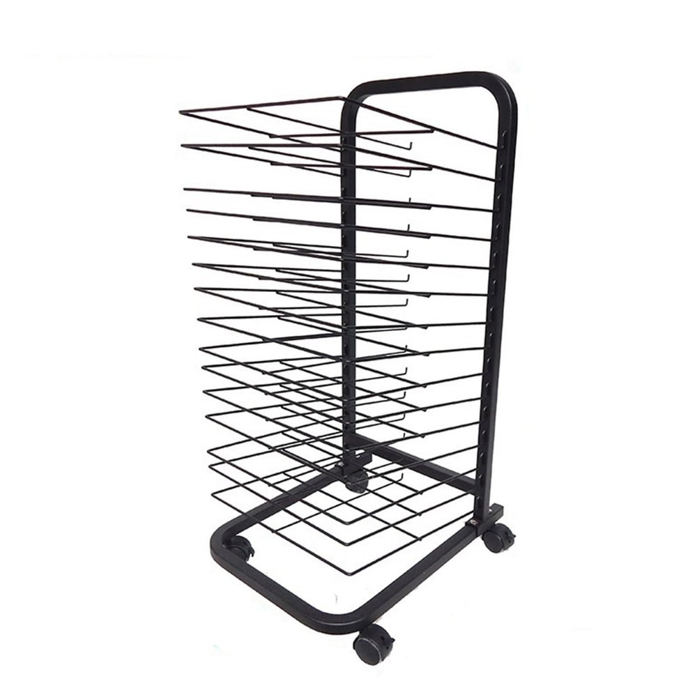 THEGA Mobile Paint Drying Rack - Art Drying Rack for Classroom, 15 Removable Shelves, Efficient and Organized Drying Rack Art for Students Masterpieces, Sturdy Paint Drying Rack with Lockable Wheels