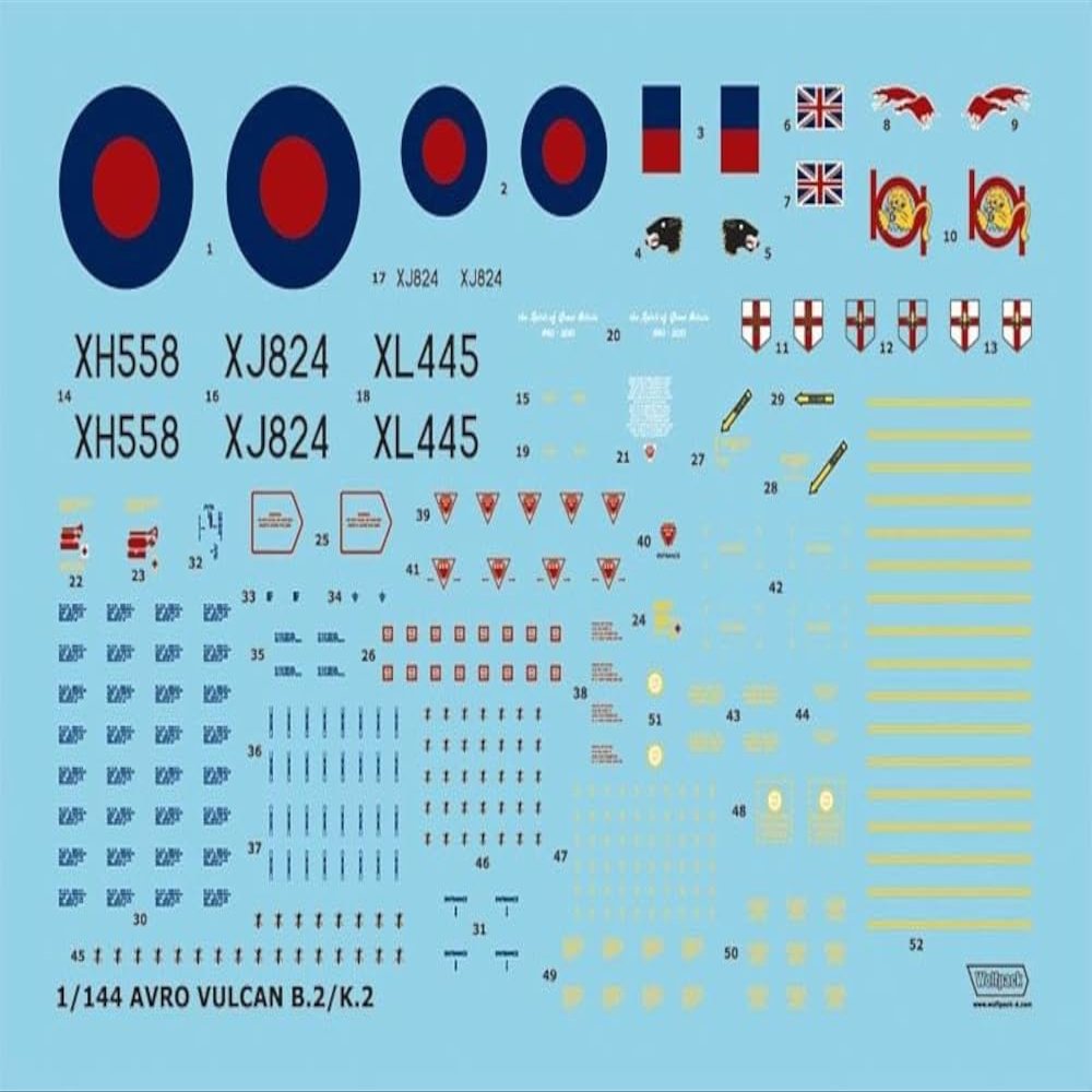 Wolf Pack Design 1/144 Avro Vulcan B.2 Part 1 Great Wall Hobby Plastic Model Decal WOLWD14401