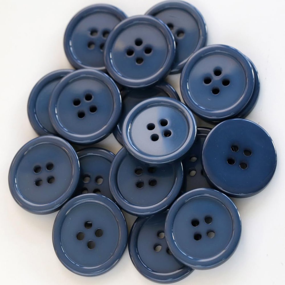 GANSSIA 1 Inch (25mm) Round Flatback Buttons for Garment Sewing Deep Blue Colour Button for Crafts Supplies DIY Pack of 50 pcs