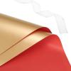 PATIKIL 20 Sheets Flower Wrapping Paper, Waterproof Flower Paper Wraps with Ribbon Floral Bouquet Supplies for DIY Crafts Packaging Bouquet, 22.8x22.8 Inch, Red/Gold Tone view 4