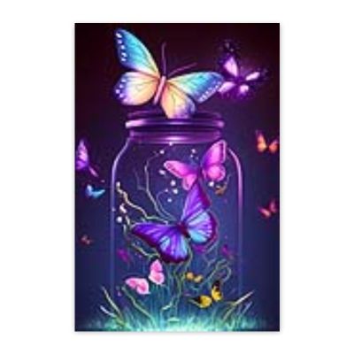 Gabbana 5D Diamond Art Butterfly - Beginners DIY Full Circle Diamond Butterflies Glass Bottle Cross Stitch Kit, Perfect for Home Wall Decor and Holidays Gift 12x16 Inch